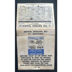 VINTAGE MATCHBOOK - The Antique Trader Ad. National Directory Antique Dealers 69